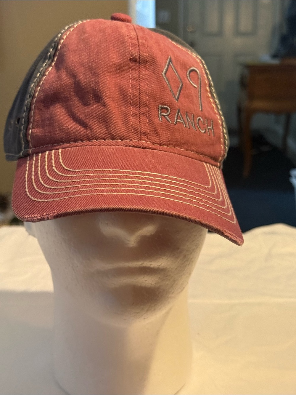 DC Black Baseball Cap with Burgundy Lining